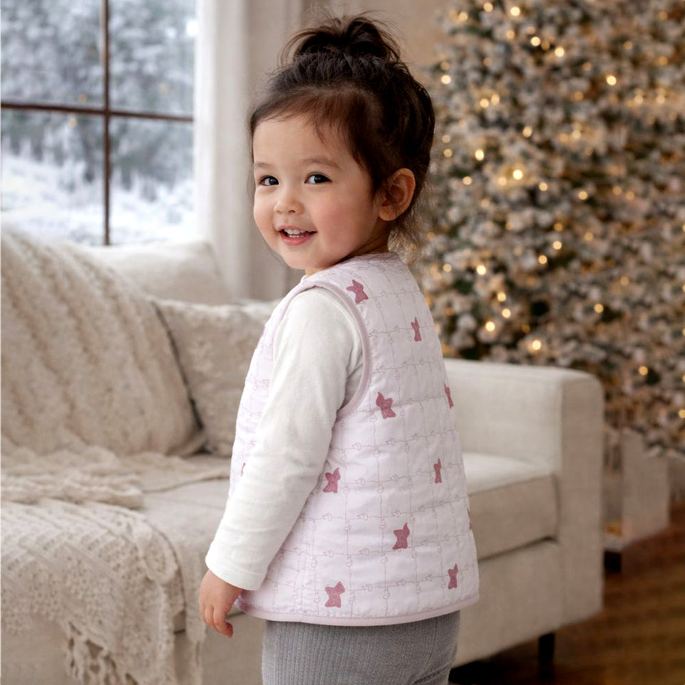 Pink Reversible Sleeveless Winter Jacket for Kids