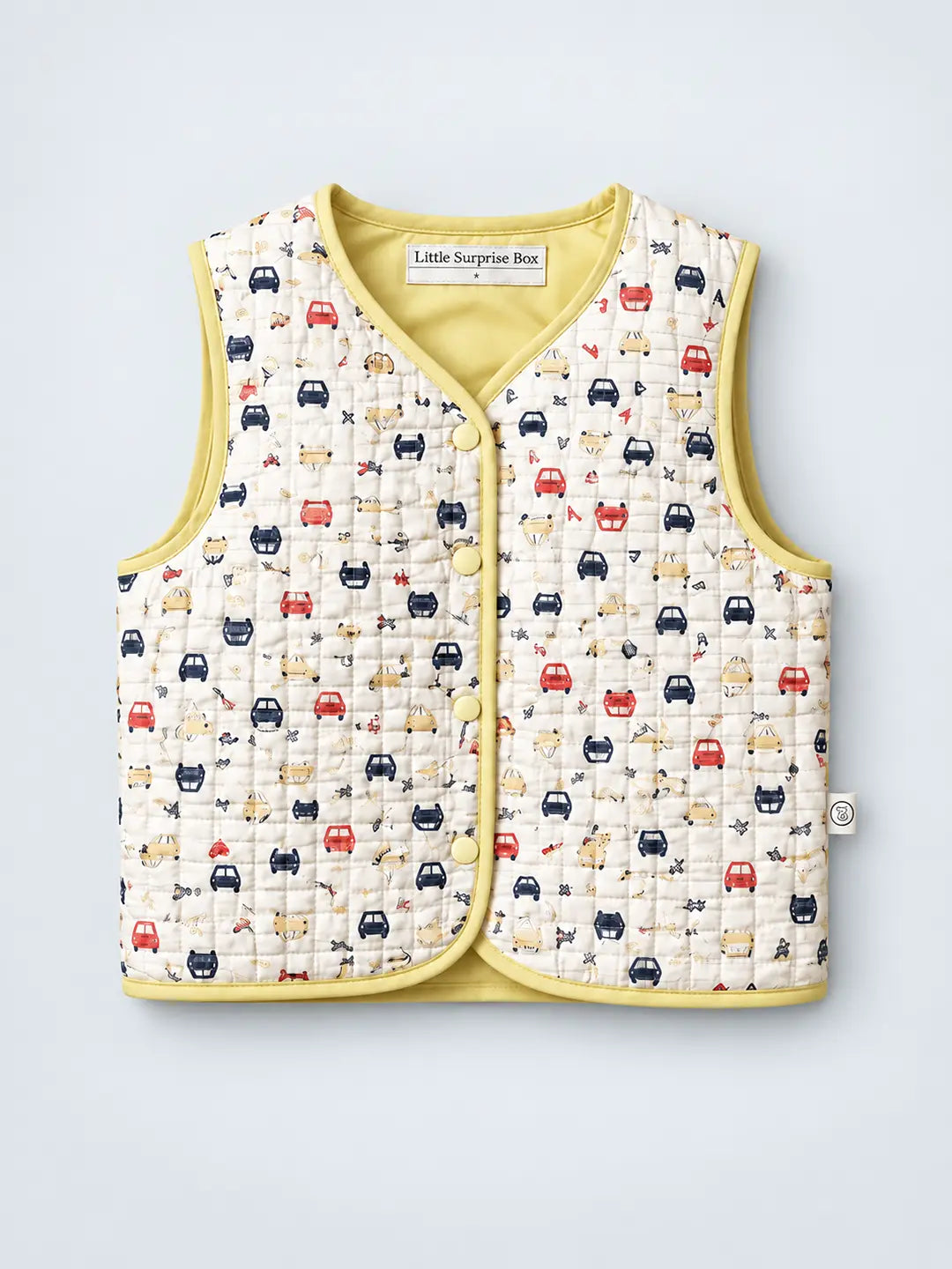 Yellow Sleeveless Reversible Winter Jacket for Kids