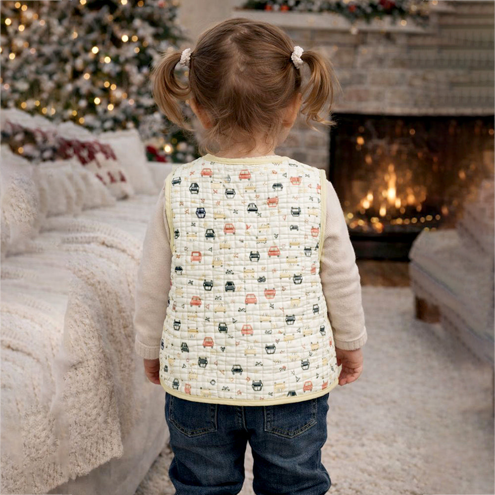 Yellow Sleeveless Reversible Winter Jacket for Kids
