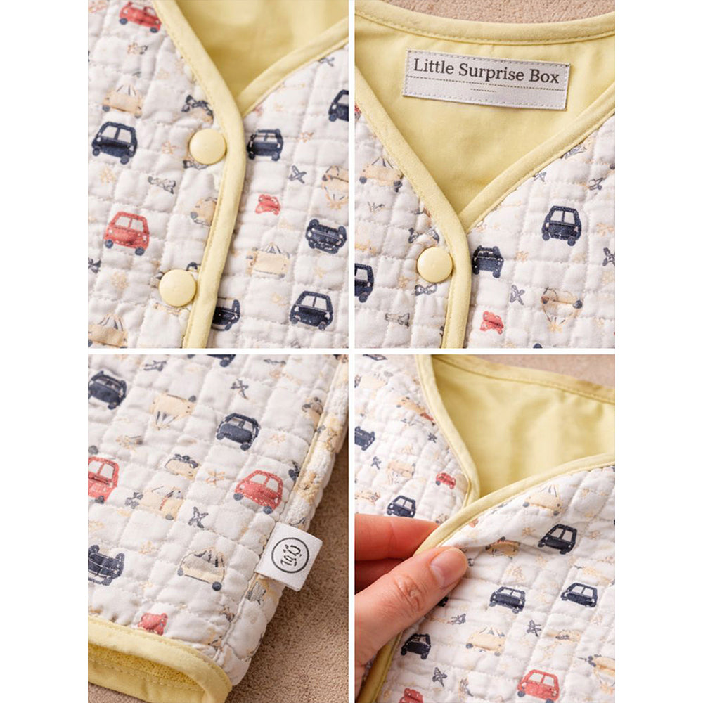Yellow Sleeveless Reversible Winter Jacket for Kids