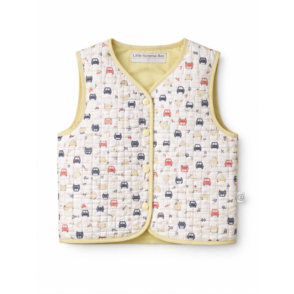 Yellow Sleeveless Reversible Winter Jacket for Kids