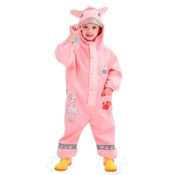 Pink Rabbit Baby,Full Jumpsuit Style Raincoat for Toddlers and Kids
