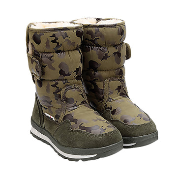 Army Green Waterproof Winter Snow Boots for Kids for Minus degree temperature