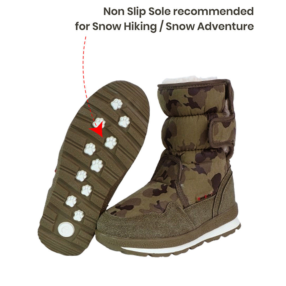 Army Green Waterproof Winter Snow Boots for Kids for Minus degree temperature