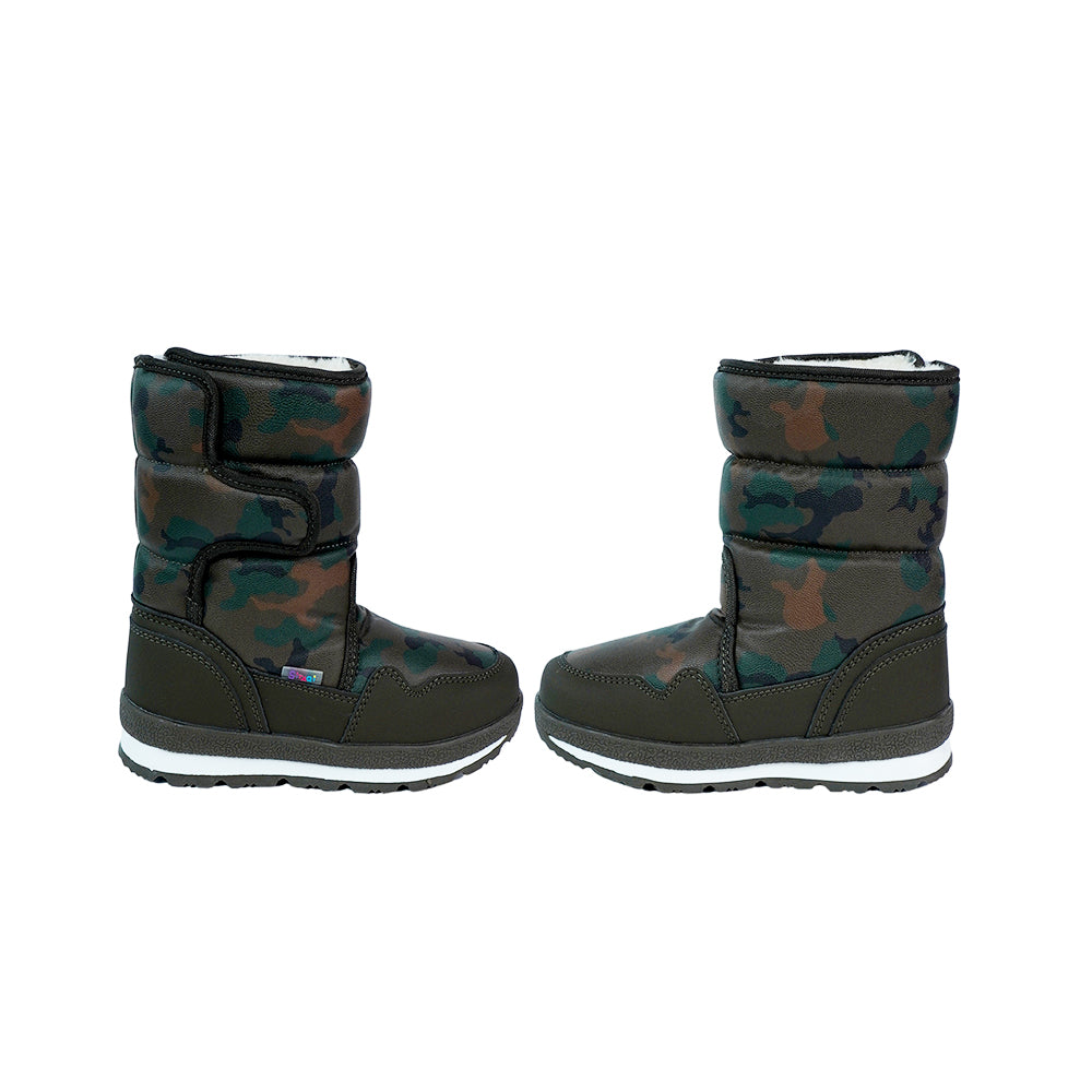 Brown Camoflouge Waterproof Winter Snow Boots for Kids for Minus degree temperature