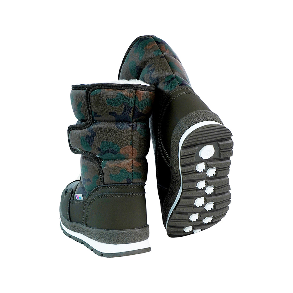 Brown Camoflouge Waterproof Winter Snow Boots for Kids for Minus degree temperature