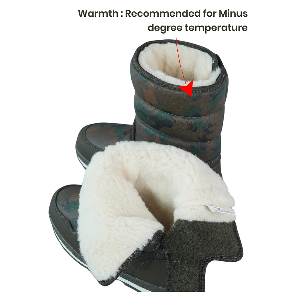 Brown Camoflouge Waterproof Winter Snow Boots for Kids for Minus degree temperature