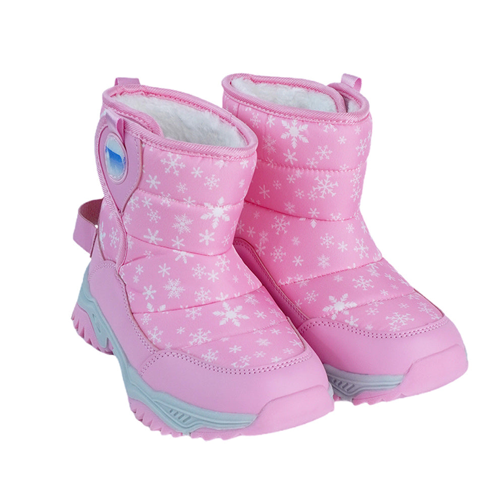 Pink Snowflake Waterproof Winter Snow Boots for Kids for Minus Degree Temperature