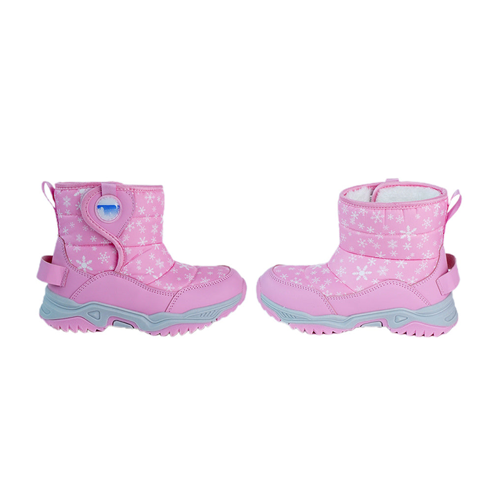 Pink Snowflake Waterproof Winter Snow Boots for Kids for Minus Degree Temperature