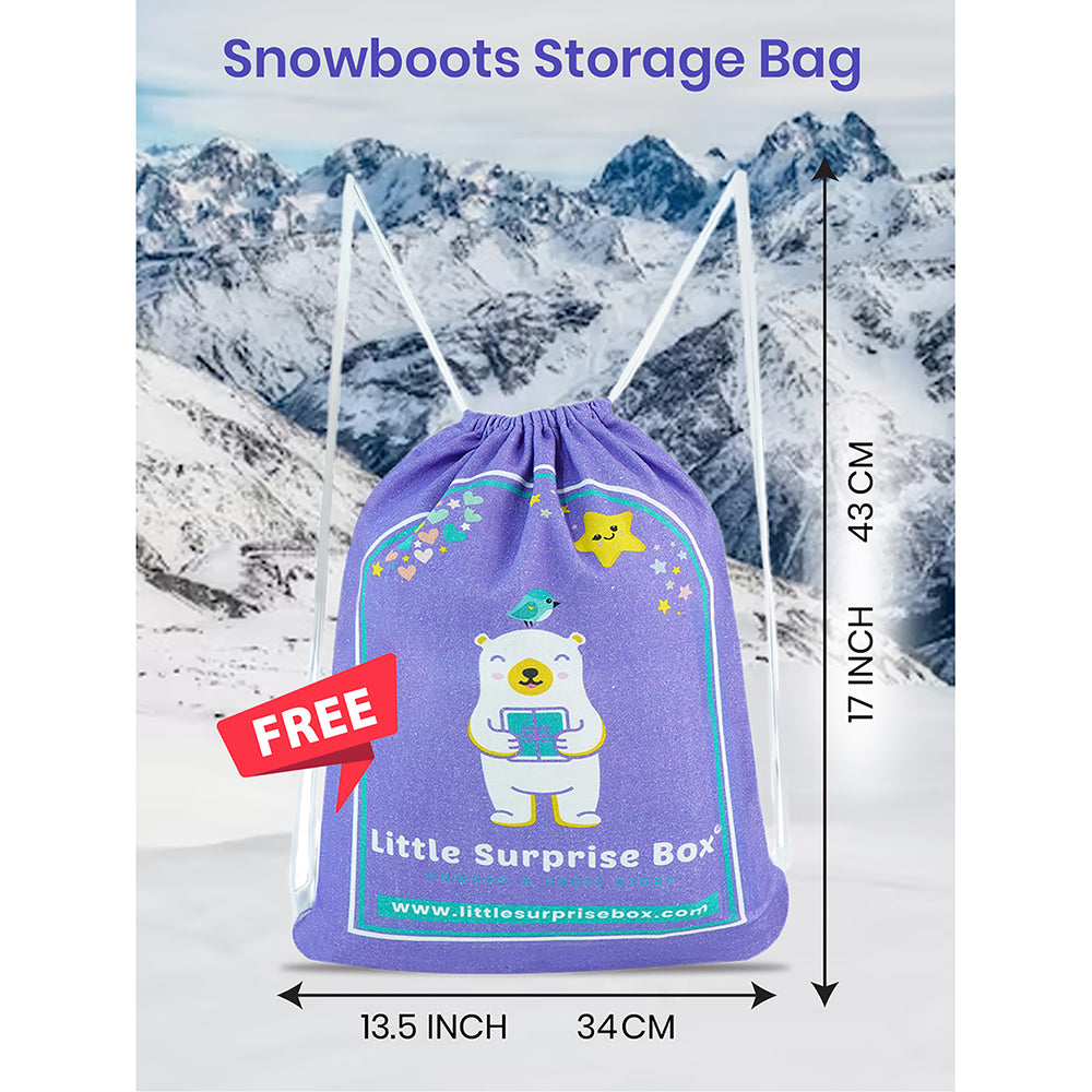 Pink Snowflake Waterproof Winter Snow Boots for Kids for Minus Degree Temperature