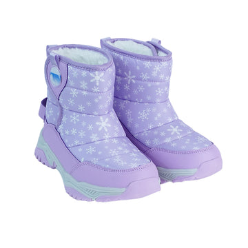 Purple Snowflake Waterproof Winter Snow Boots for Kids for Minus Degree Temperature