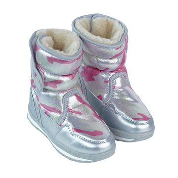 Silver & Fuchsia Pink Waterproof Winter Snow Boots for Kids for minus temperature