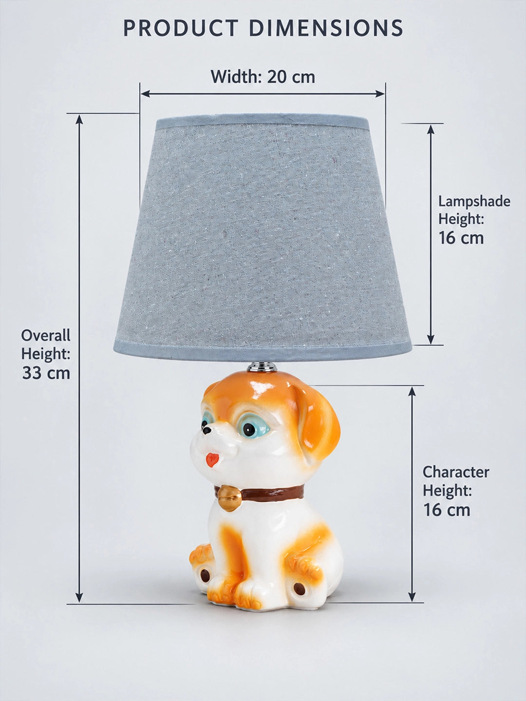 Brown ceramic Dog side Bed Table Lamp, Kids Room Decor