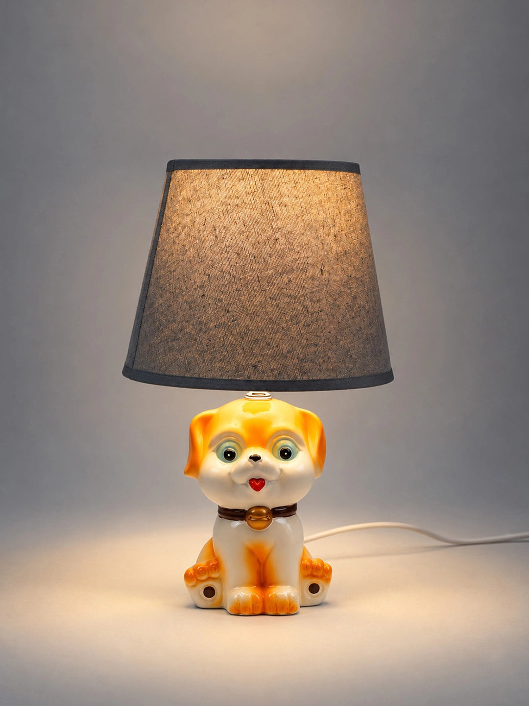 Brown ceramic Dog side Bed Table Lamp, Kids Room Decor