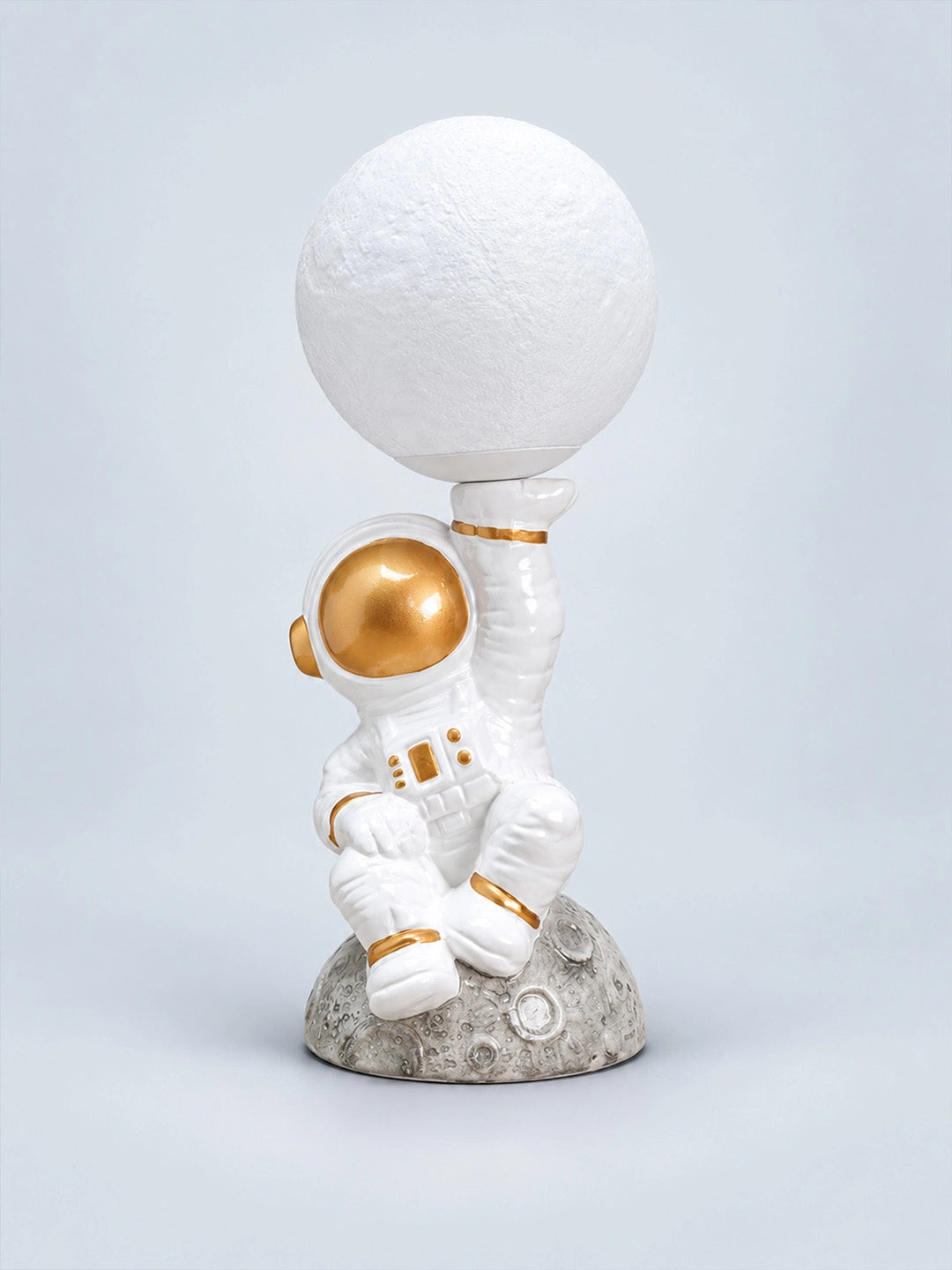 Golden Astronaut Holding Moon, side Bed Table Lamp, Kids Room Decor