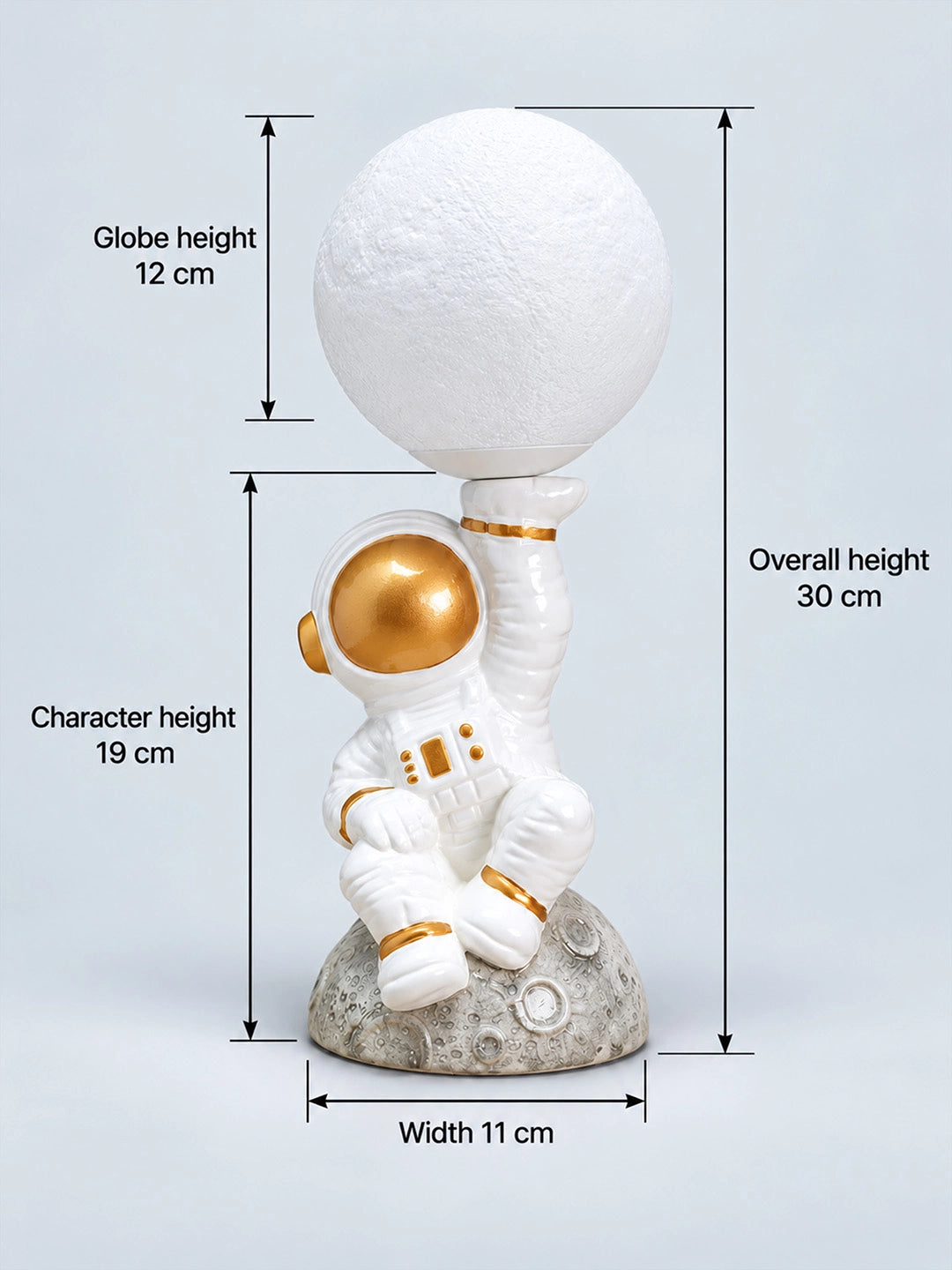 Golden Astronaut Holding Moon, side Bed Table Lamp, Kids Room Decor
