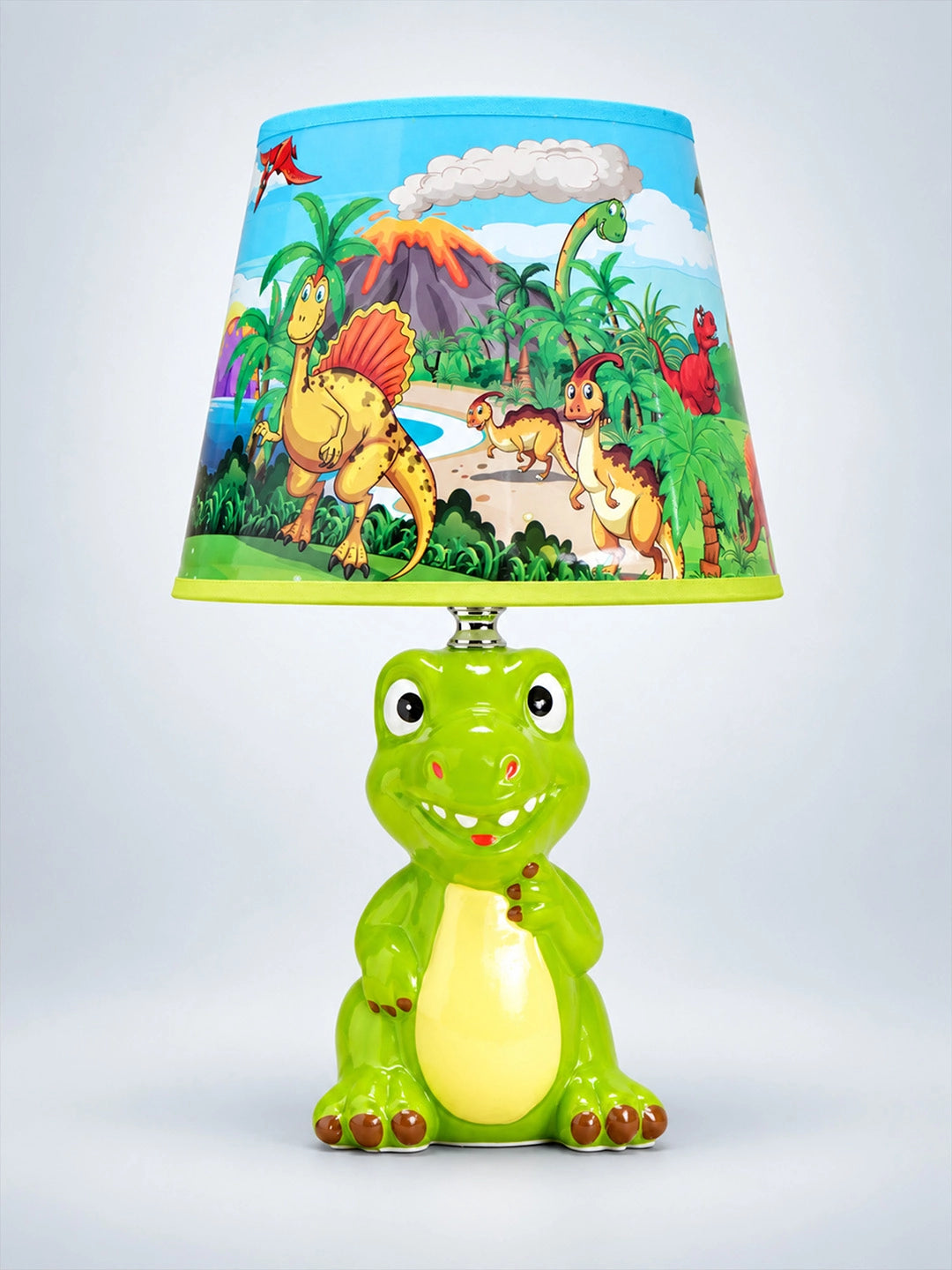 Green ceramic Dino Table side Bed Table Lamp, Kids Room Decor