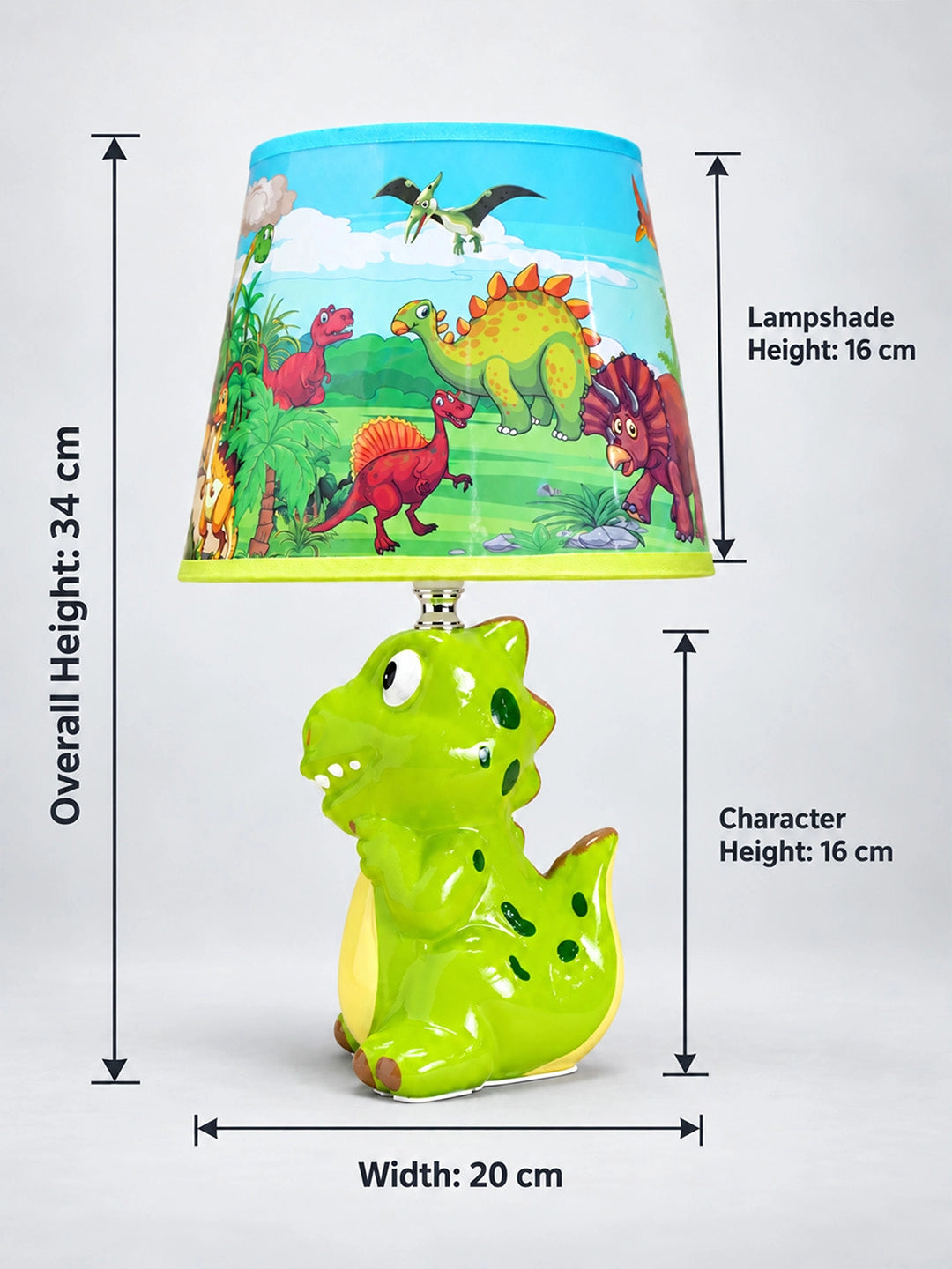 Green ceramic Dino Table side Bed Table Lamp, Kids Room Decor