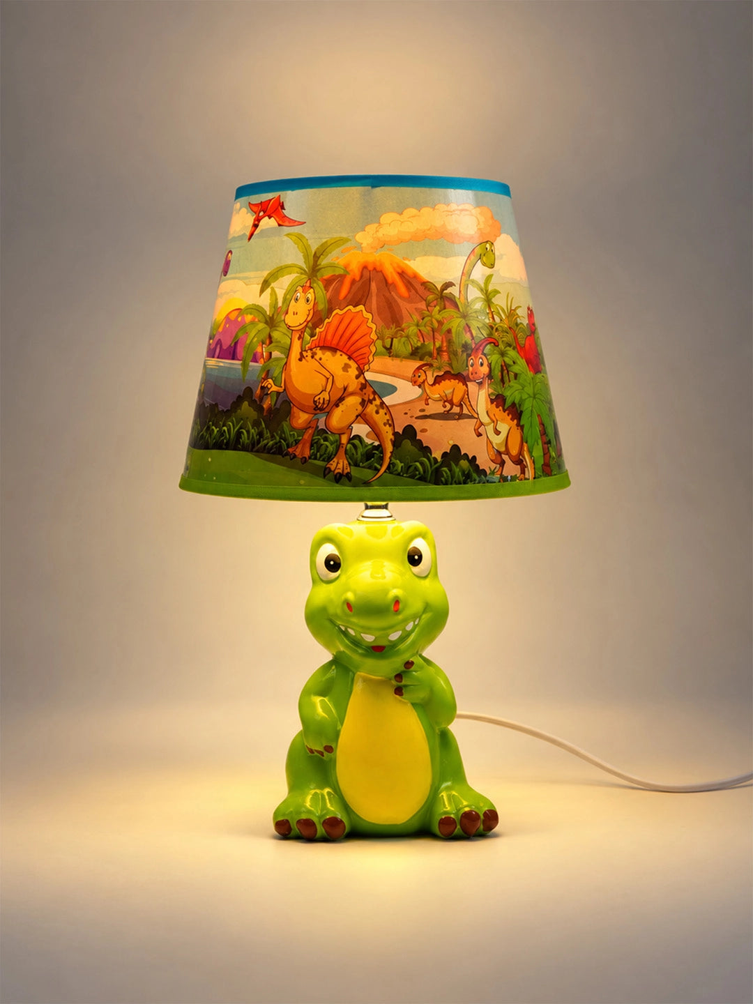 Green ceramic Dino Table side Bed Table Lamp, Kids Room Decor