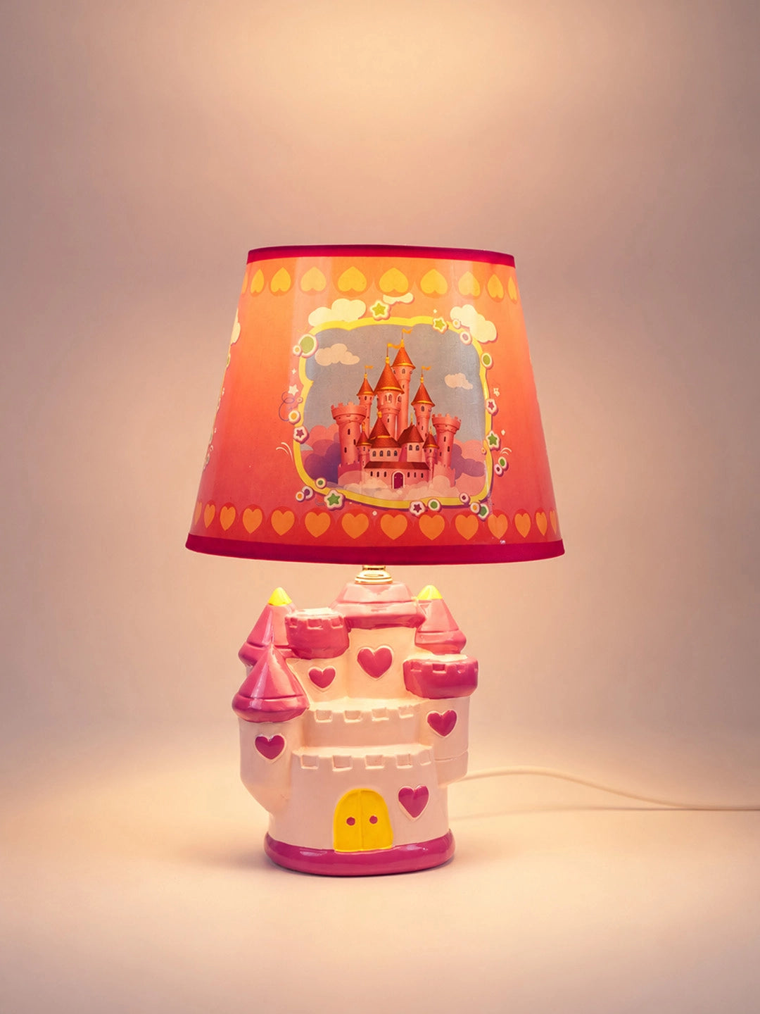 Pink Princess ceramic Castle side Bed Table Lamp, Kids Room Decor