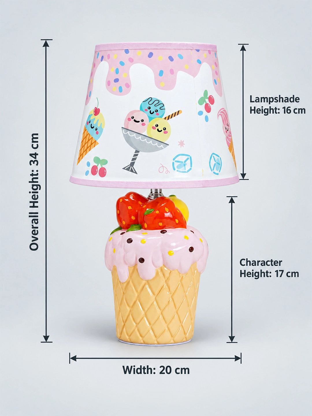 Pink ceramic Ice Cream Table side Bed Table Lamp, Kids Room Decor