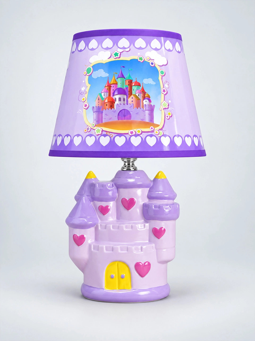 Purple Princess ceramic Castle side Bed Table Lamp, Kids Room Decor