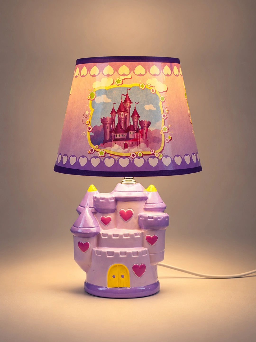 Purple Princess ceramic Castle side Bed Table Lamp, Kids Room Decor