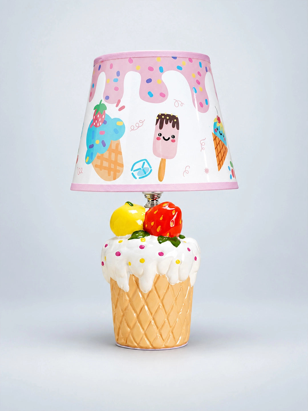 White ceramic Ice Cream side Bed Table Lamp, Kids Room Decor