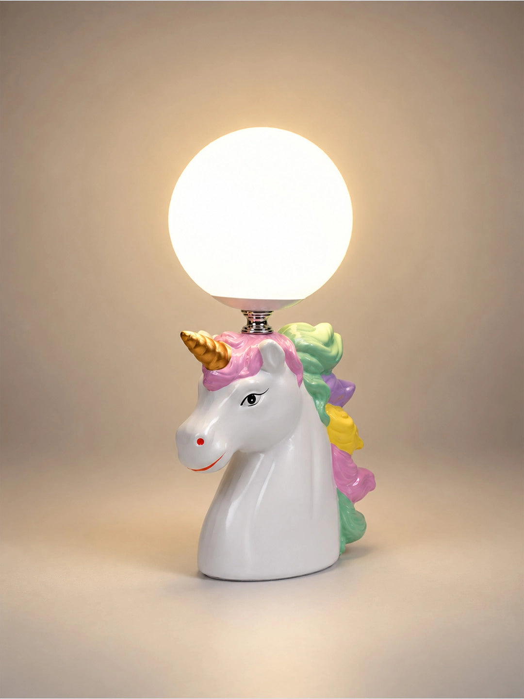 White ceramic Unicorn Moon, side Bed Table Lamp, Kids Room Decor