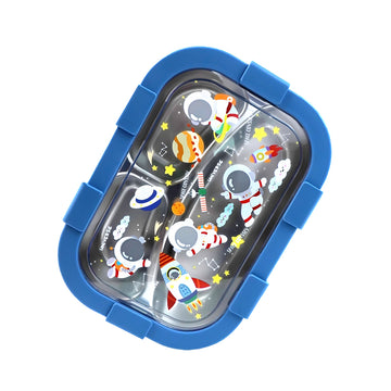 3 Sections Blue Space Stainless Steel Lunch Box For Kids