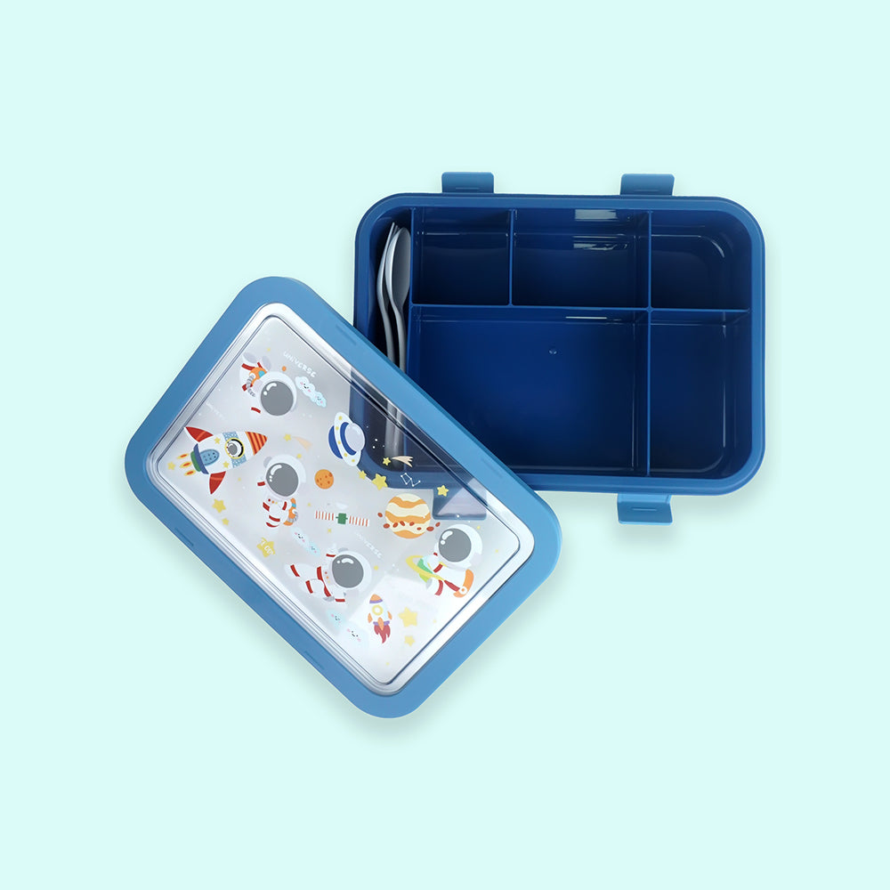 5Sections Blue Space Lunch Box For Kids