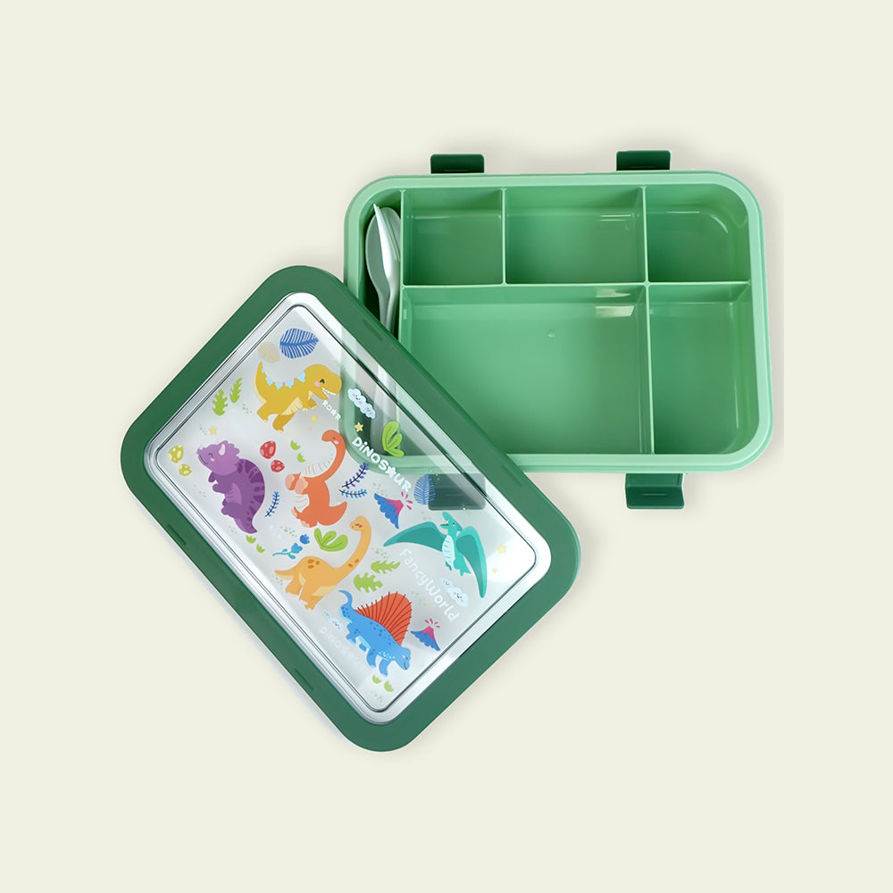 5Sections Olive Dino Lunch Box For Kids