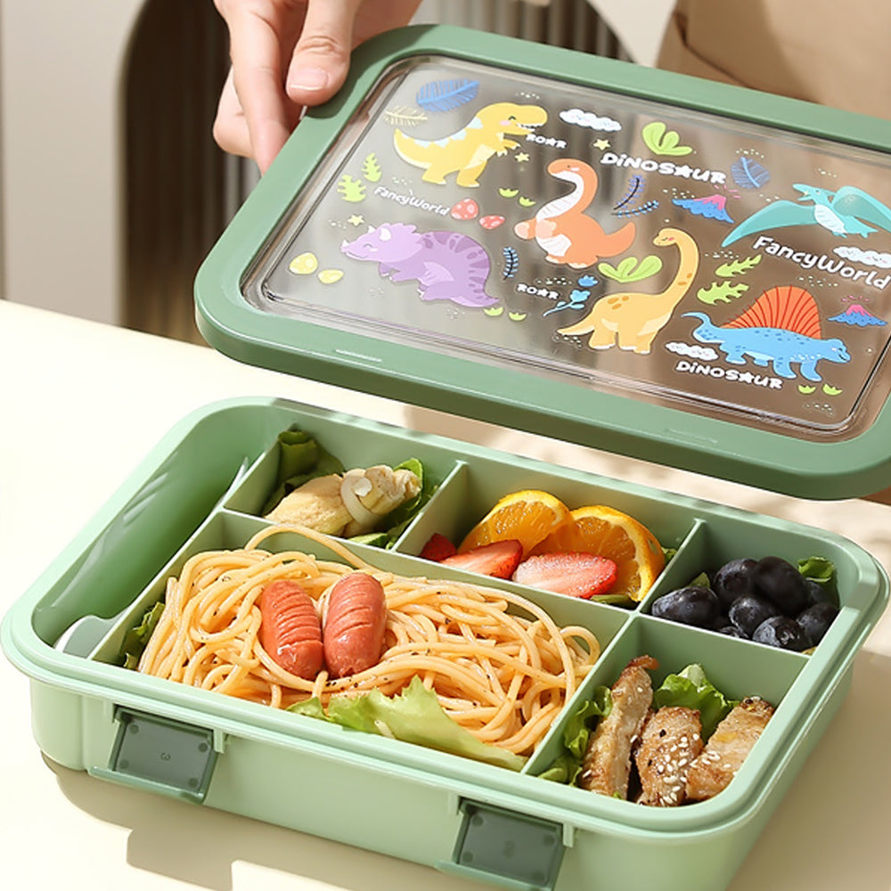 5Sections Olive Dino Lunch Box For Kids