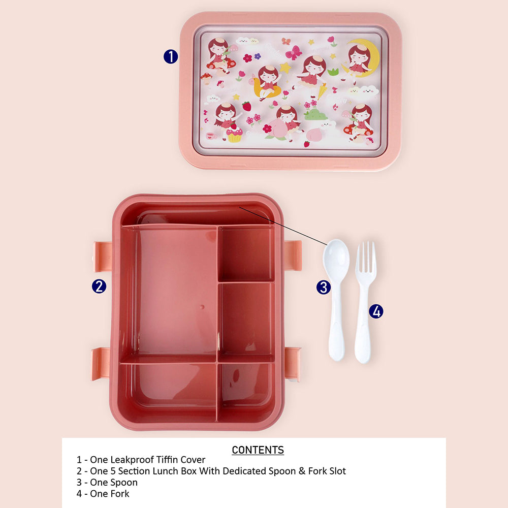 5Sections Peach Fairy Lunch Box For Kids