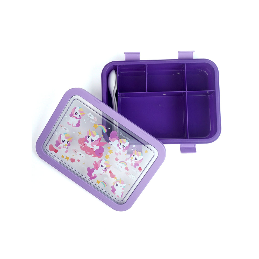 5Sections Purple Unicorn Lunch Box For Kids