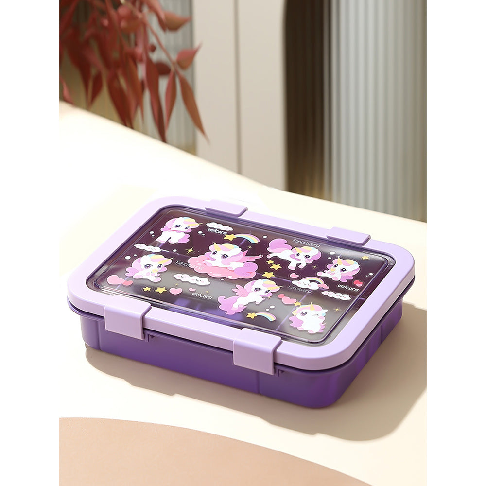 5Sections Purple Unicorn Lunch Box For Kids