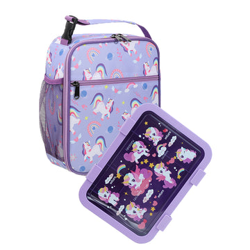 2 pcs Uni Lunchbag & 5 section Lunch box for Kids