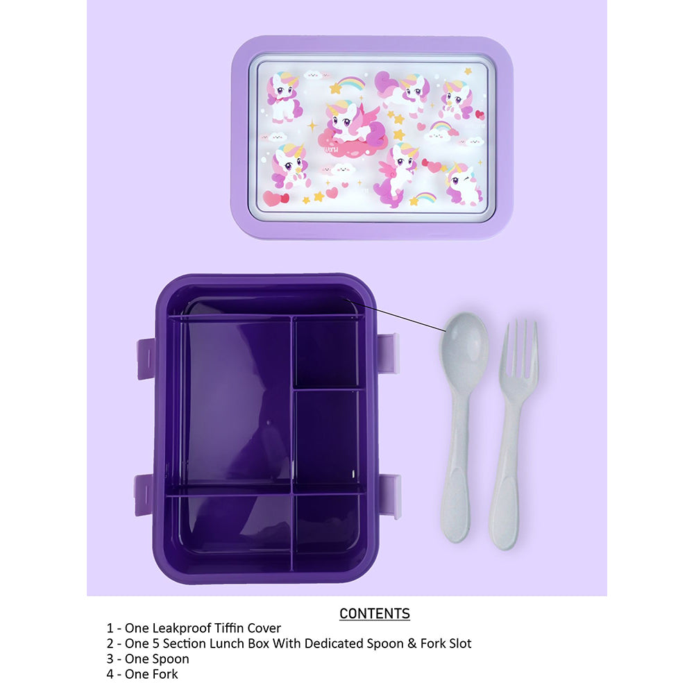 2 pcs Uni Lunchbag & 5 section Lunch box for Kids