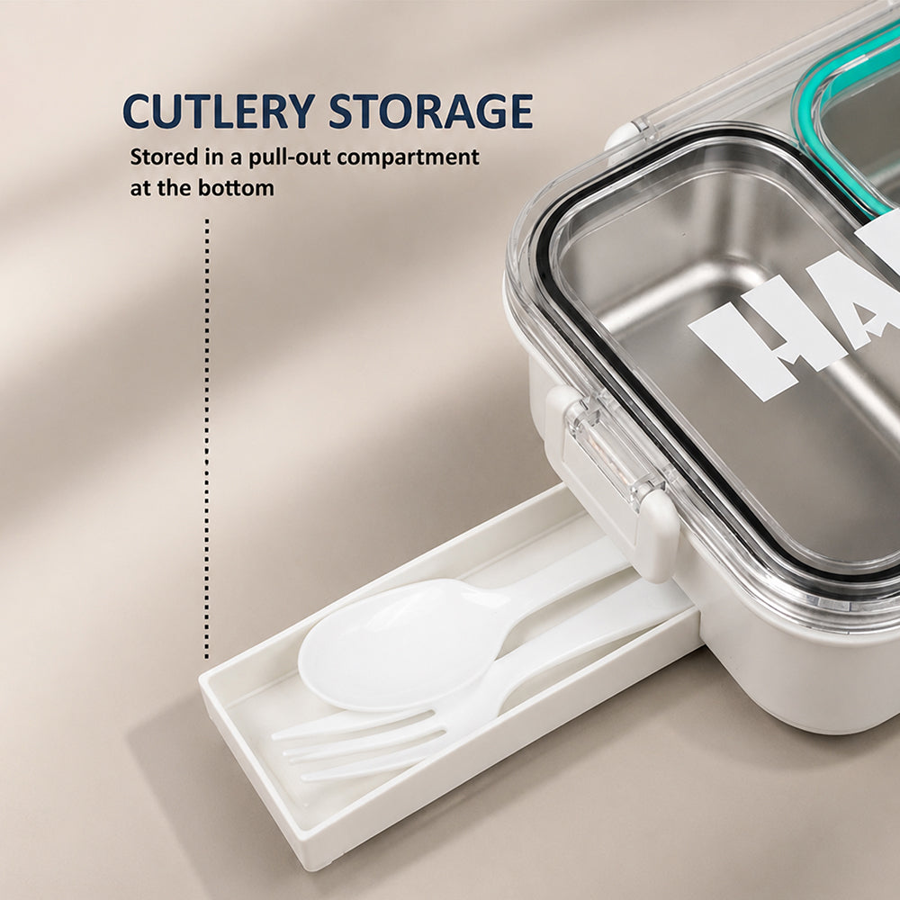 Black, Mint & Pink Transparent Lid Happy Bites Stainless Steel Lunch Box