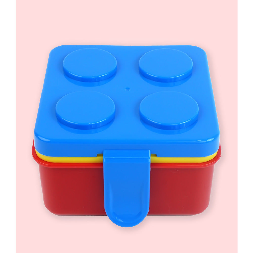 2Pcs Square Blue Lego Lid Bpa Free Plastic Kids Lunch Box Plus Cup Bottle For Kids