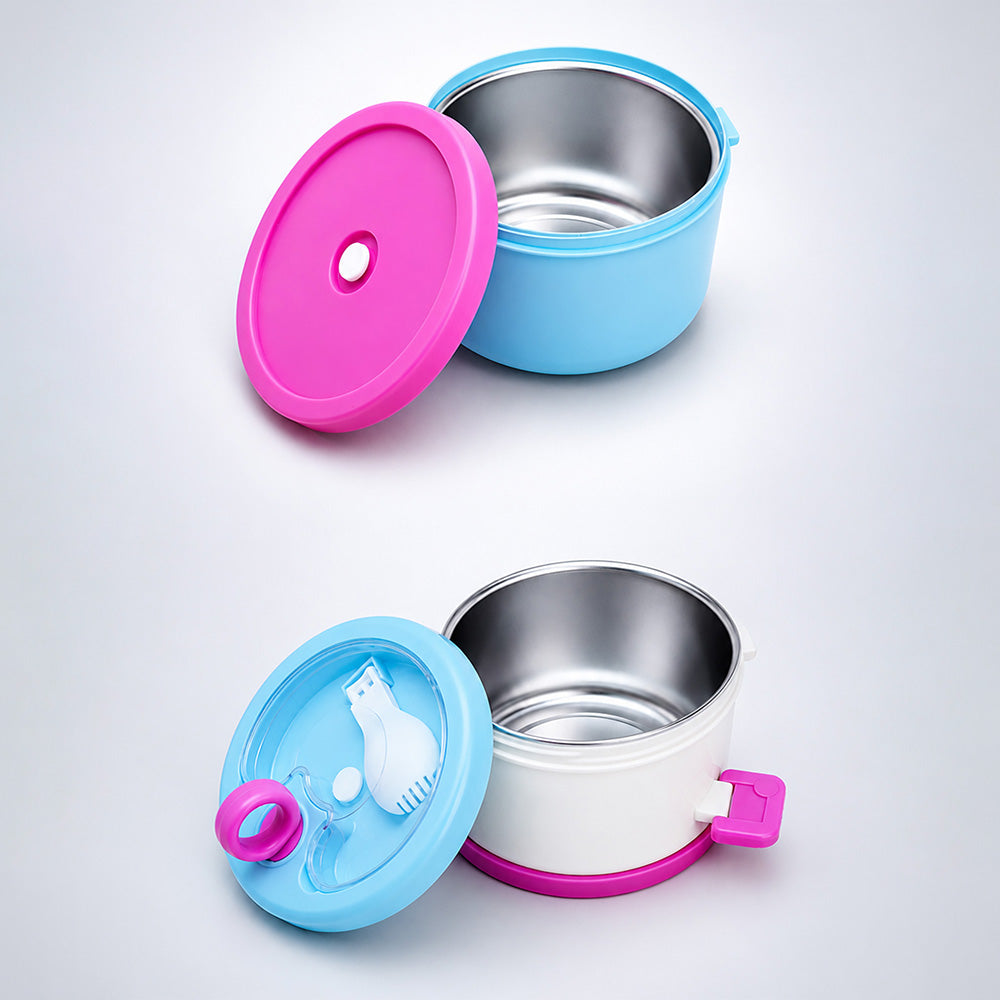 Blue Hot Summer Double Decker Stainless Steel Lunch Box