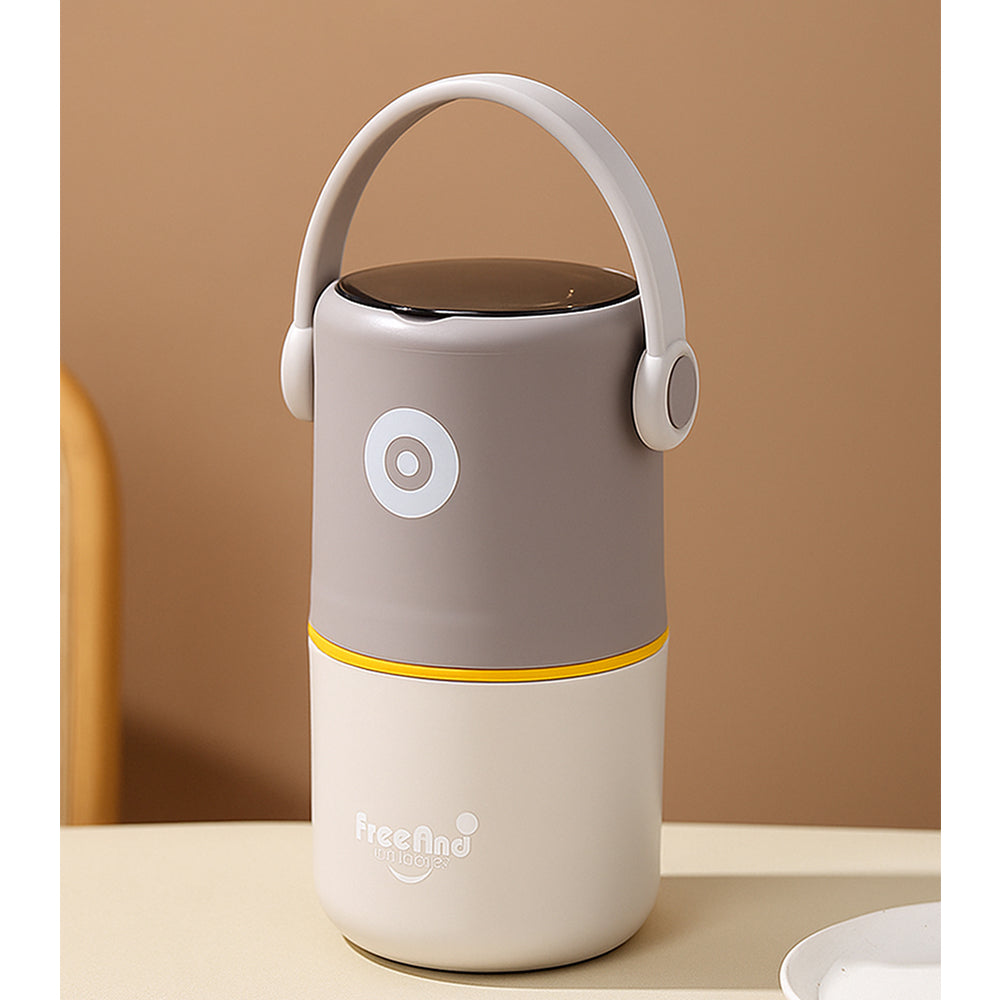 Brown & Beige Handle Compact Stainless Steel Snack Tiffin Box For Kids And Adults,820Ml