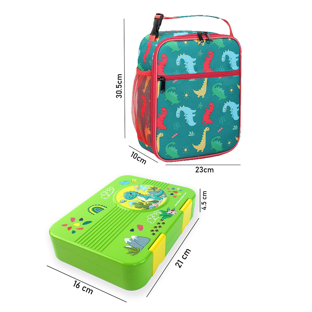 2 pcs Dino LunchBag & Bento Lunch box for Kids