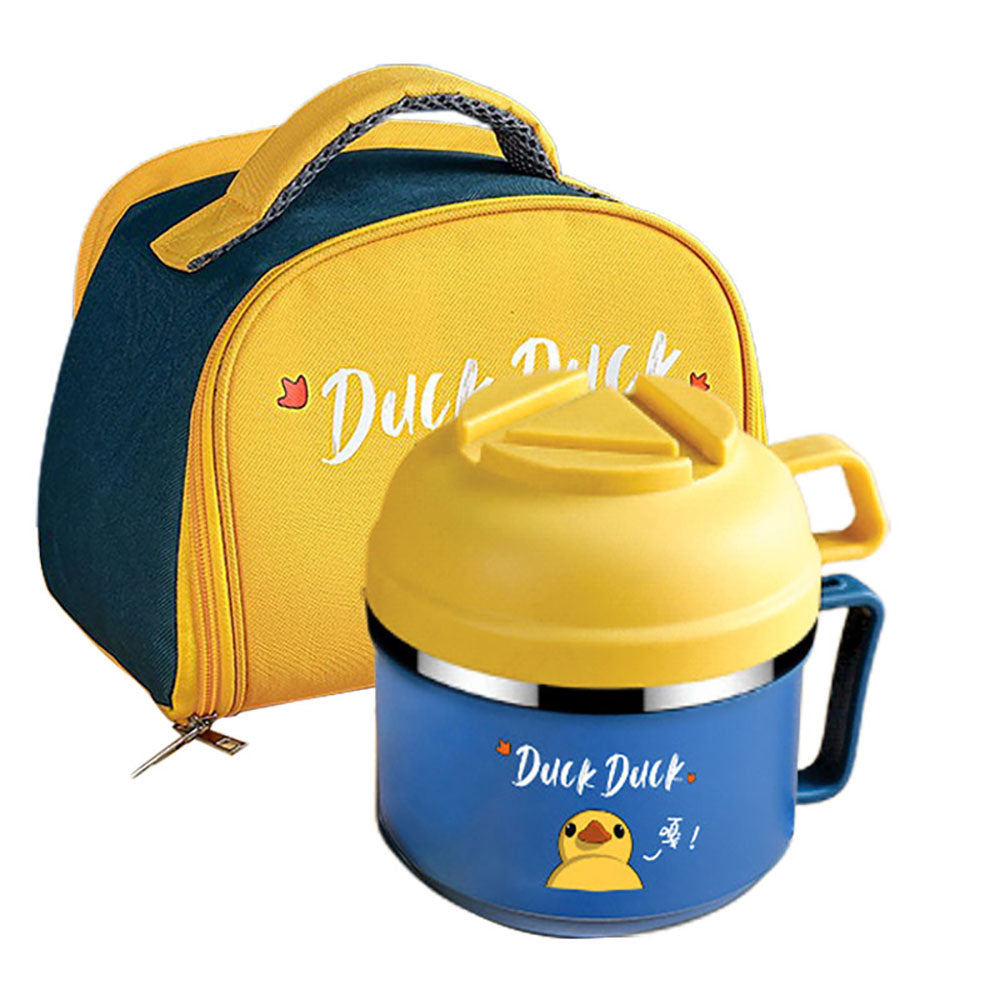 Duck print with Handle Kids Tiffin/Lunch Box with Matching lunch Box Cover,Blue