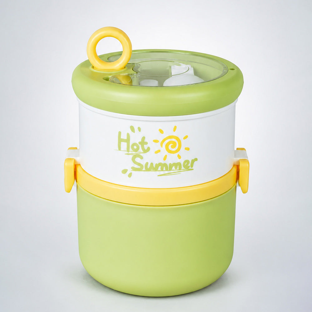 Green Hot Summer Double Decker Stainless Steel Lunch Box
