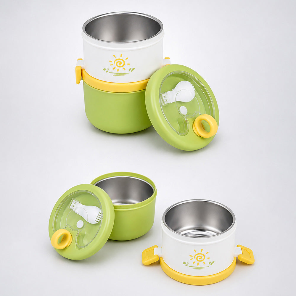 Green Hot Summer Double Decker Stainless Steel Lunch Box