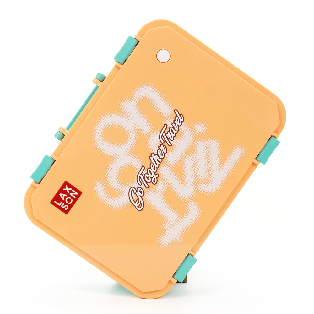 Orange Travel theme Stainless Steel Tiffin/Lunch Box for Kids and Adults