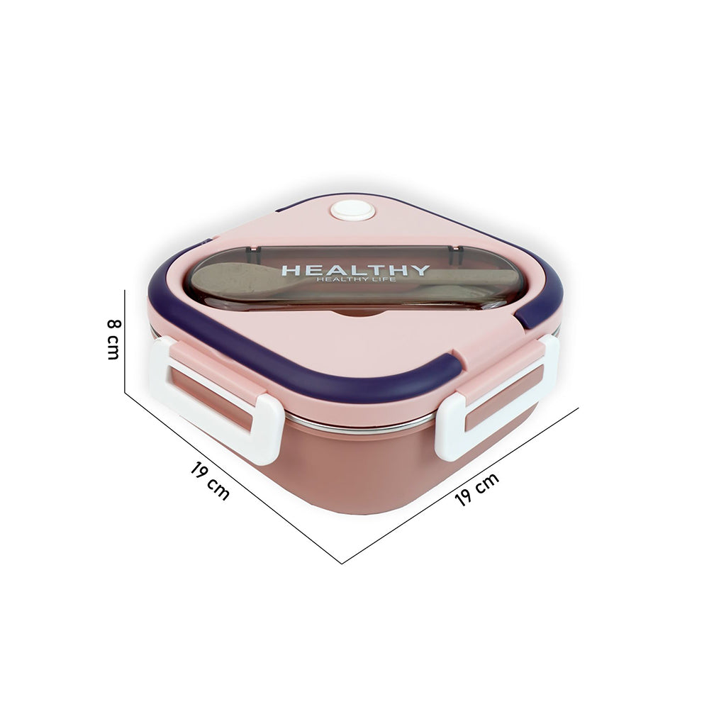 Pink & Purple Rounded Square Stainless Steel Kids Lunch Box