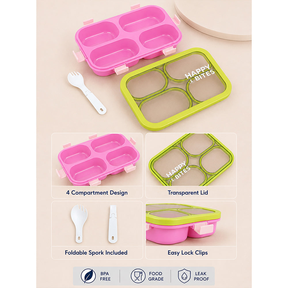 Pink & Green 4 Sections Big Lunch Box
