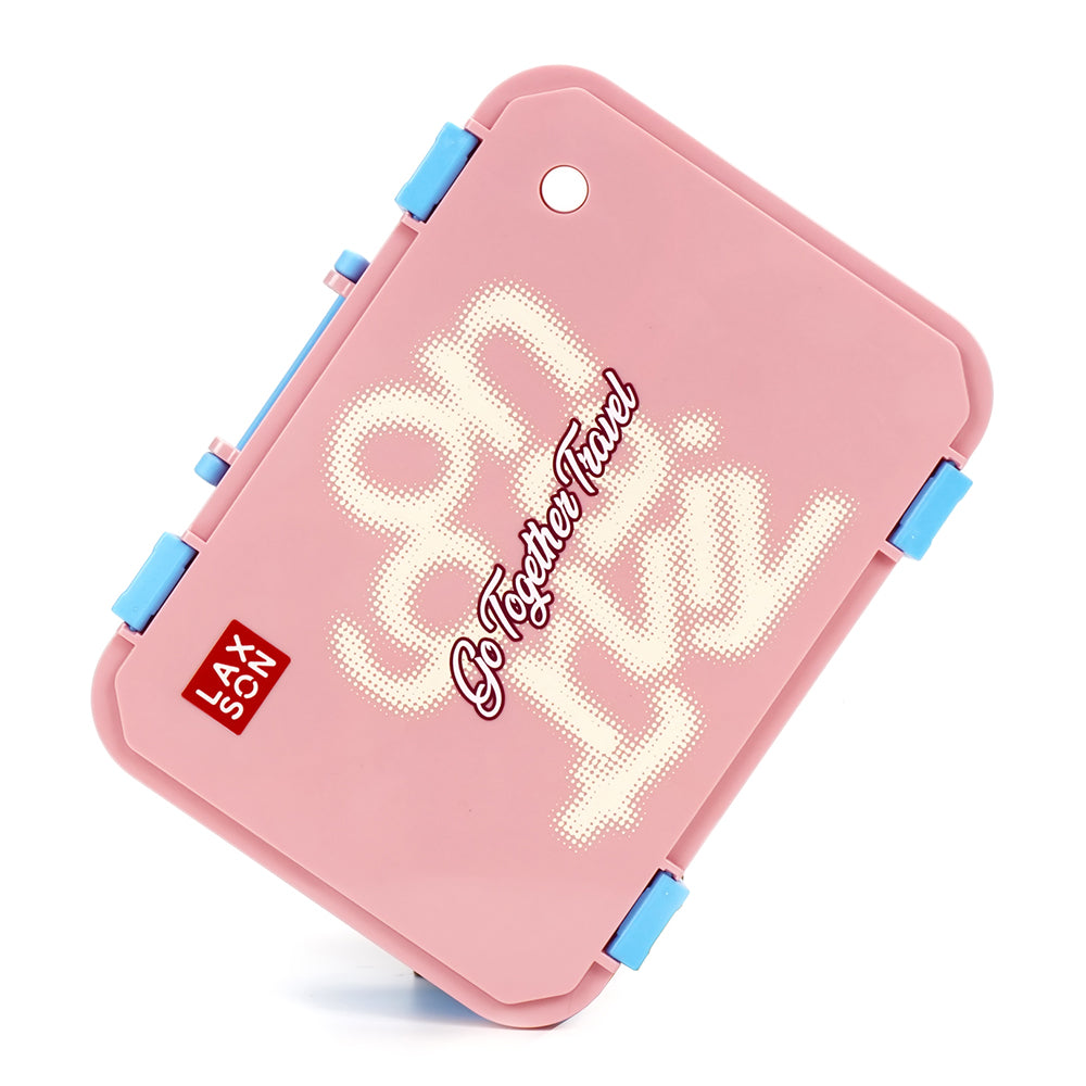 Pink Travel theme Stainless Steel Tiffin/Lunch Box for Kids and Adults